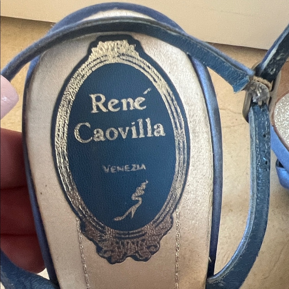 Rene Caovilla Blue Braided Strap High Heel Sandal - Picture 6 of 7